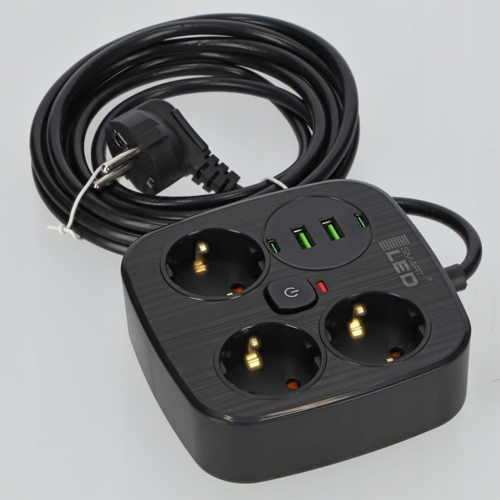Przedłużacz Listwa Zasilająca Sieciowa 3 Gniazda 230V 3M 4x USB