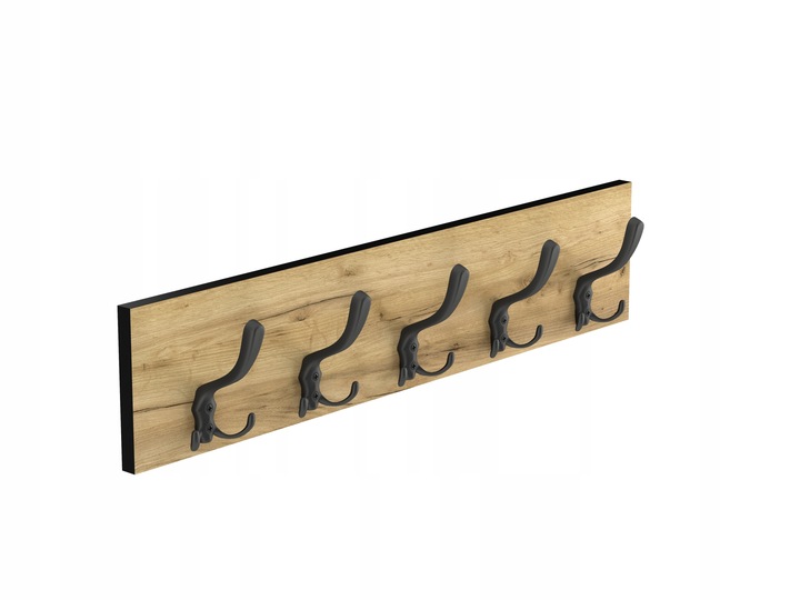WIESZAK ŚCIENNY WISZĄCY NA UBRANIA WISZĄCY DĄB CRAFT CZARNY DUŻY