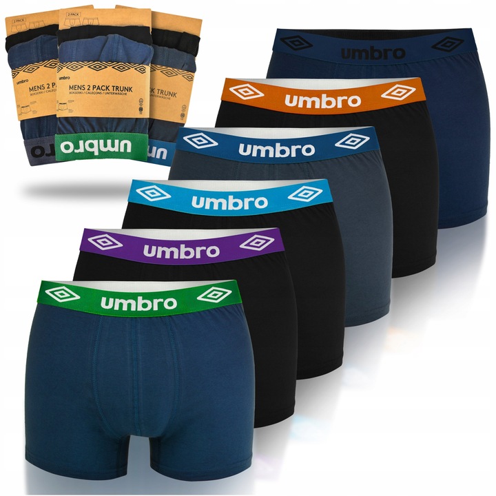 UMBRO Bokserki Męskie Zestaw 6 Sztuk MIX Kolorów Bawełna Rozmiar L