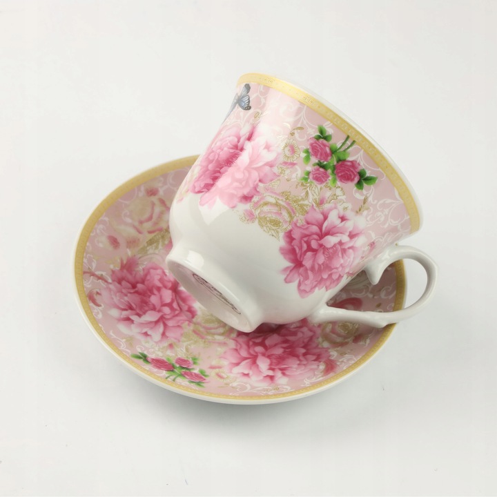 KPL FILIŻANEK PORCELANOWYCH ZE SPODKAMI 2 SZT NA KAWĘ HERBATĘ 250 ML