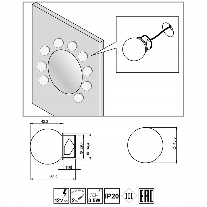 Oświetlenie toaletki podświetlenie lustra żarówki kosmetyczne LED x12