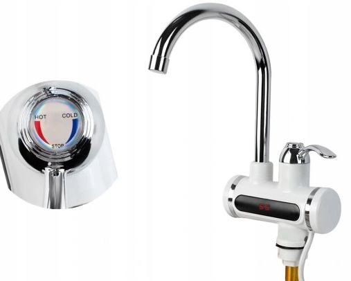 ELEKTRYCZNY PRZEPŁYWOWY PODGRZEWACZ WODY 3000 LCD GRZAŁK NADUMYWALKOWY KRAN