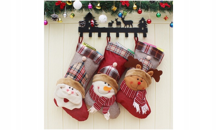 3x SKARPETY Skarpeta ŚWIĄTECZNE PREZENTY KOMINEK OZDOBNA GWIAZDOR DEKORACJA