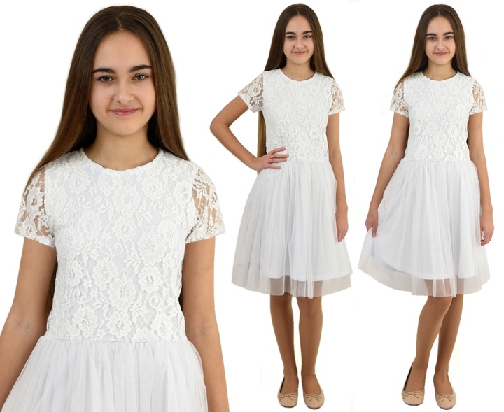 Millo SUKIENKA koronka BIAŁA komunia 146 CK72