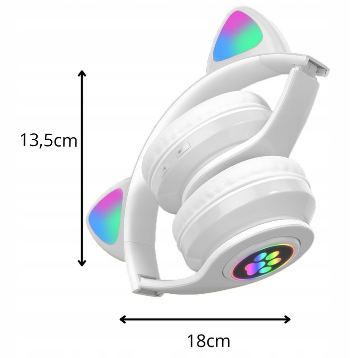 SŁUCHAWKI BEZPRZEWODOWE B39 Z USZAMI BLUETOOTH RGB KOCIE USZY DLA