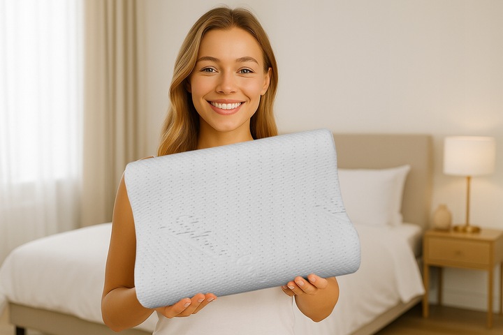 PODUSZKA ORTOPEDYCZNA DO SPANIA NA BOKU PROFILOWANA DLA WYMAGAJĄCYCH MEMORY