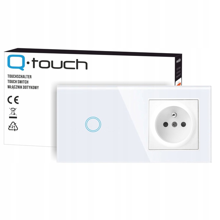 GNIAZDO GNIAZDKO SZKLANE Z BOLCEM Z WŁĄCZNIKIEM POJEDYNCZYM BIAŁE