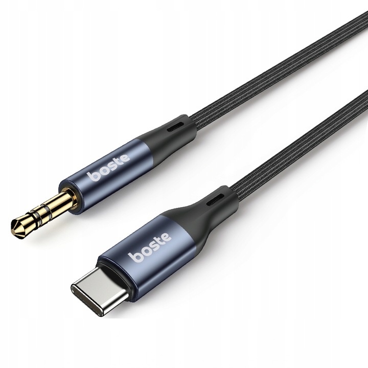 BOSTE KABEL ADAPTER PRZEJŚCIÓWKA AUDIO USB-C DO MINI JACK 3.5MM AUX 1M
