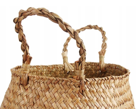 DUŻY KOSZ Z TRAWY MORSKIEJ PLECIONY WIKLINOWY OSŁONKA NA DONICĘ DO