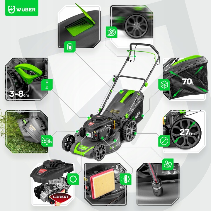 KOSIARKA SPALINOWA DO TRAWY Z NAPĘDEM MOCNA SILNIK LONCIN NAPĘD WUBER