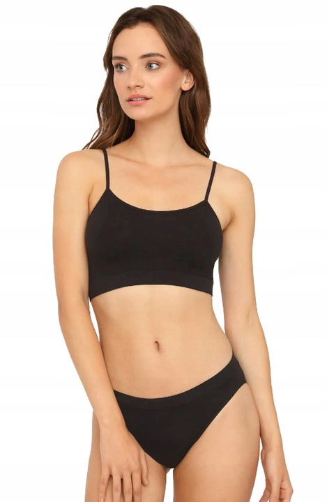 GATTA BEZSZWOWY TOP BIUSTONOSZ CIENKIE RAMIĄCZKA CZARNY XL