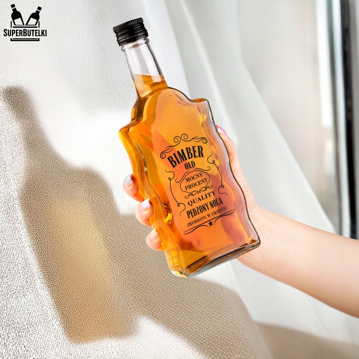 5x BUTELKI na BIMBER NALEWKI WÓDKĘ WHISKY z NADRUKIEM Butelka FALA 500 ml