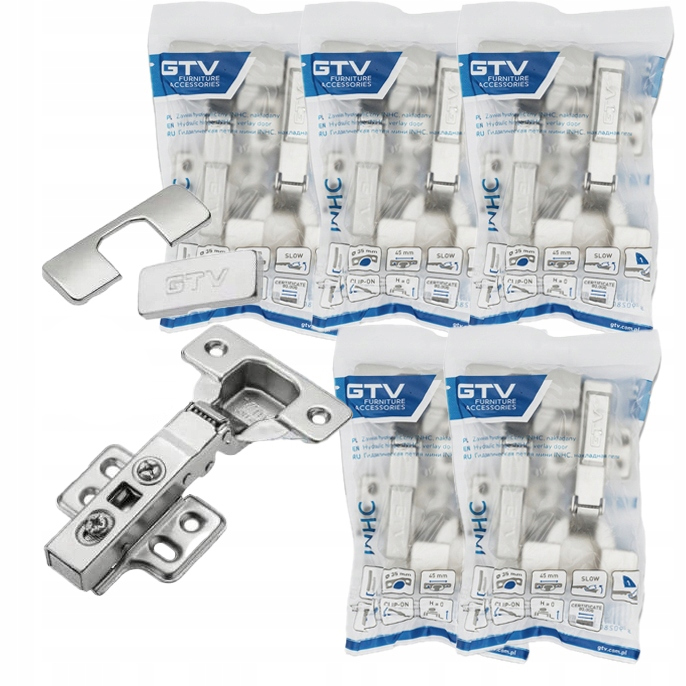 ZAWIAS MEBLOWY GTV INHC PROSTY NAKŁADANY CICHY DOMYK 10 SZTUK DOCIĄG