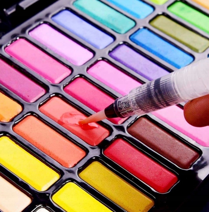 FARBY AKWARELOWE WODNE ZESTAW FARB AKWARELOWYCH W KOSTKACH AKWARELE 36 KOL