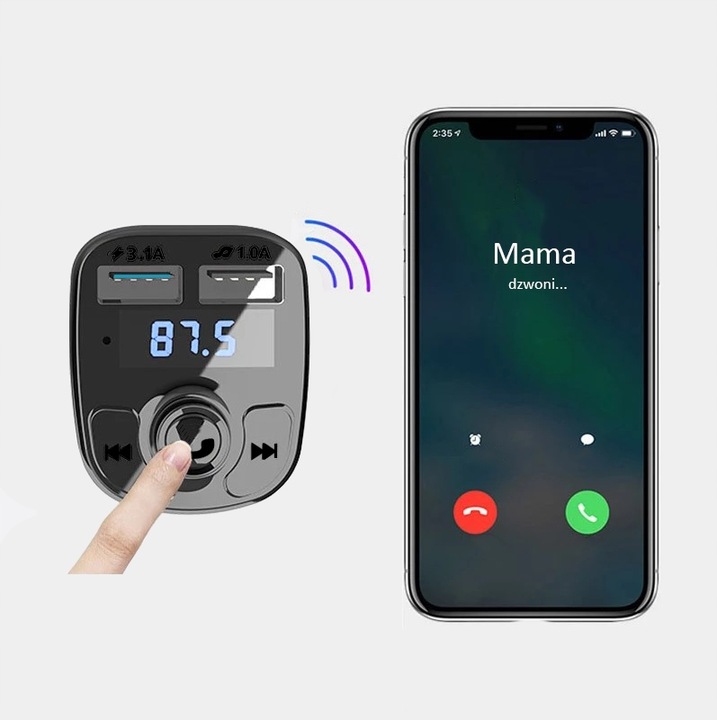 TRANSMITER BLUETOOTH FM MP3 ŁADOWARKA ODTWARZACZ TRANSMITER BT AUDIO