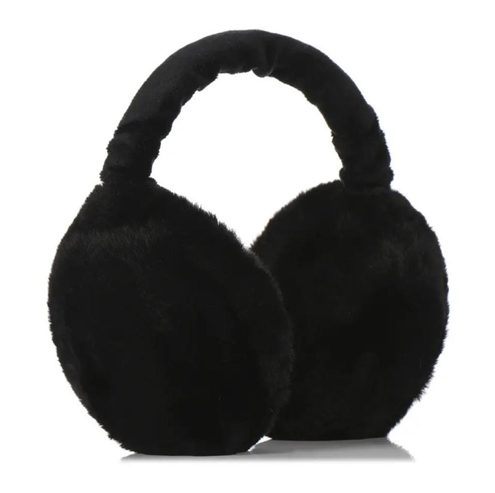 Nauszniki pluszowe futrzane futerko ciepłe na zimę damskie czarne