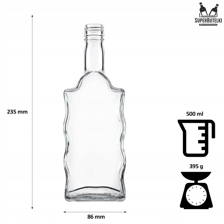 5x BUTELKA SZKLANA na NALEWKI WINO SOK LIKIERY BIMBER FALA 500 ml 0,5 L