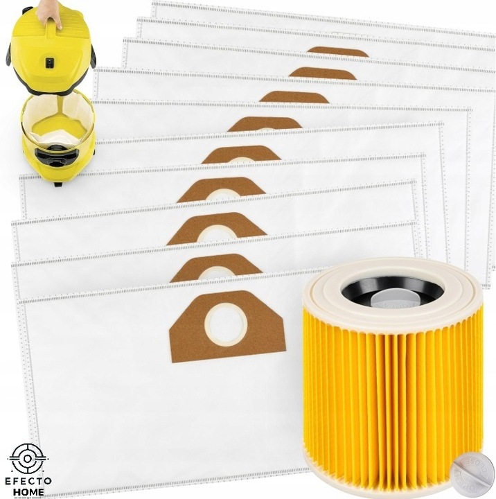 10x Worki do odkurzacza Karcher + Filtr Zamiennik | WD3 WD4 WD5 WD6