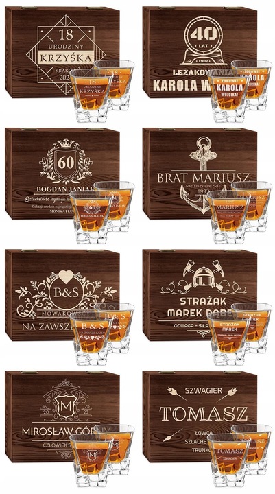 Szklanki do Whisky Kamienie Zestaw z Grawerem Prezent dla Taty na Urodziny