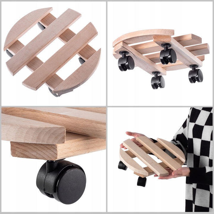 PODSTAWKA POD DONICZKĘ DONICĘ NA KÓŁKACH DREWNIANA OKRĄGŁA PODEST 30