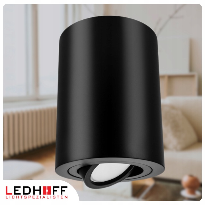 Oprawa natynkowa Halogenowa SPOT Tuba LED GU10 DUŻA czarna RUCHOMA