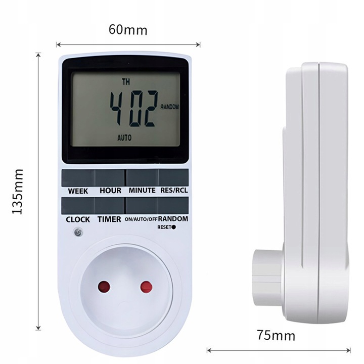 PROGRAMATOR CZASOWY WŁĄCZNIK WYŁĄCZNIK TIMER WYŚWIETLACZ LCD ZEGAR GNIAZDKO