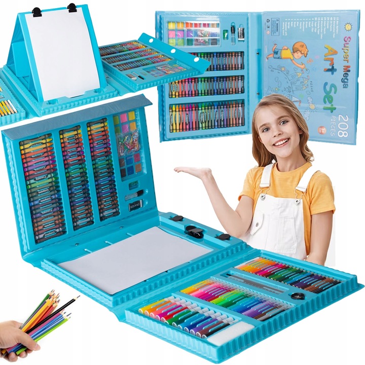 ZESTAW DO MALOWANIA RYSOWANIA ARTYSTYCZNY WALIZKA Niebieska DZIECI PREZENT