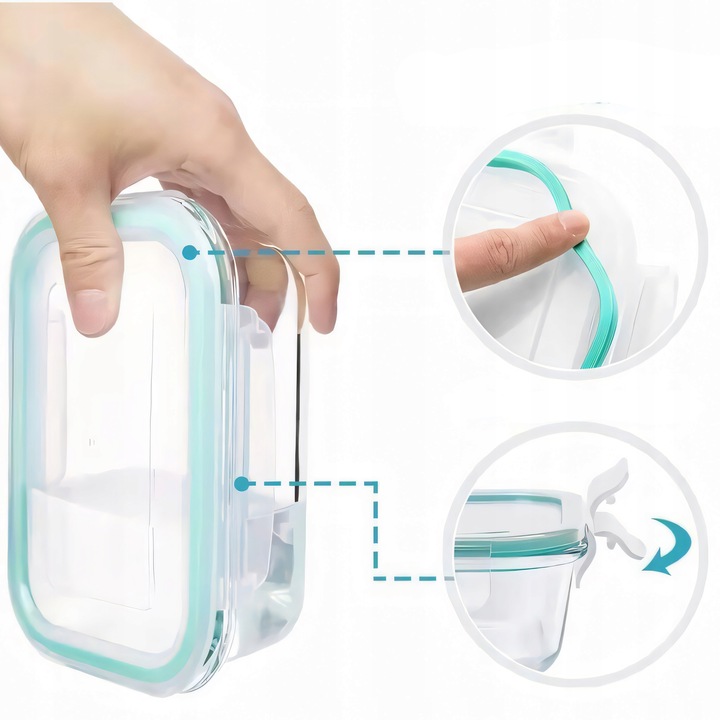 4x LUNCHBOX POJEMNIK SZKLANY NA ŻYWNOŚĆ ŻAROODPORNE POJEMNIKI Z