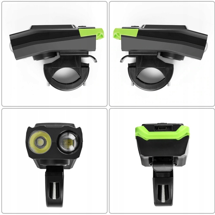 LAMPKA ROWEROWA LICZNIK BEZPRZEWODOWY KLAKSON 3w1 Zestaw