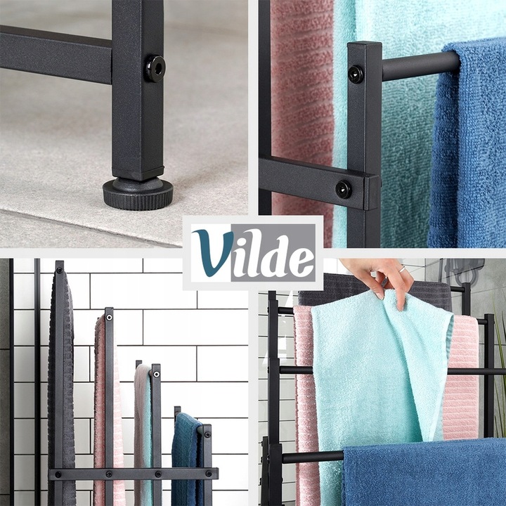 Stojak NA RĘCZNIKI 4 poziomowy wieszak łazienkowy podłogowy stojący