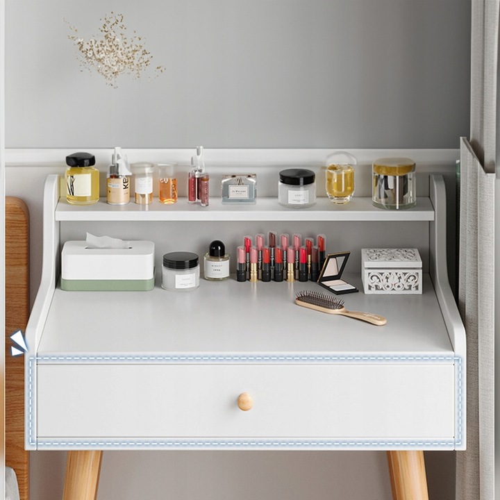 TOALETKA KOSMETYCZNA MAKIJAŻ Z LUSTREM BIAŁA SKANDYNAWSKI LOFT