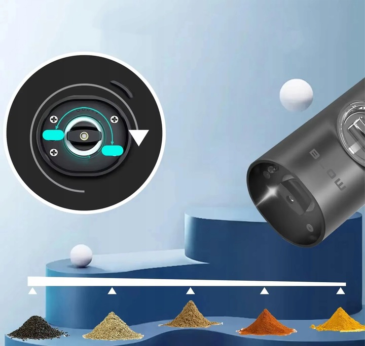 MŁYNEK DO PIEPRZU I SOLI PRZYPRAW ELEKTRYCZNY PODSTAWKA OKIENKO