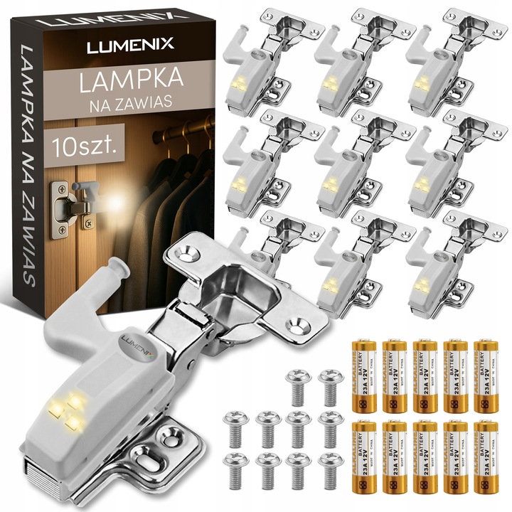 Zestaw 10x Lampka do szafki ZAWIAS DRZWI 3x LED NW