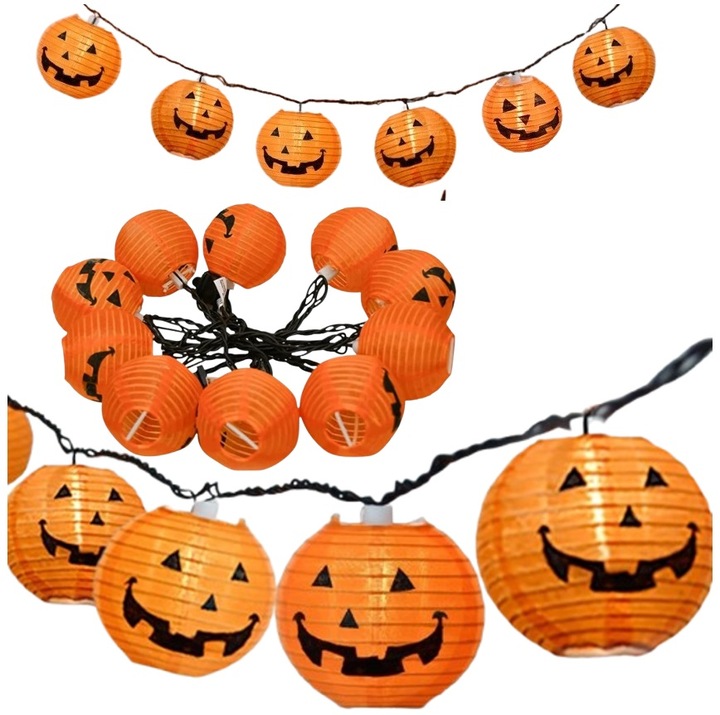 Girlanda Lampiony DYNIE LED Ozdoba HALLOWEEN Lampki Wiszące Dynie 2m