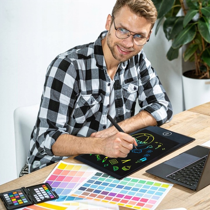 TABLET GRAFICZNY XXL DO RYSOWANIA 12 CALI TABLICA ZNIKOPIS MULTIKOLOR
