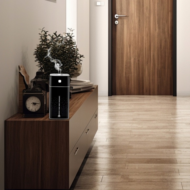 NAWILŻACZ POWIETRZA DYFUZOR ZAPACHOWY AROMATERAPIA LAMPKA LED CZARNY