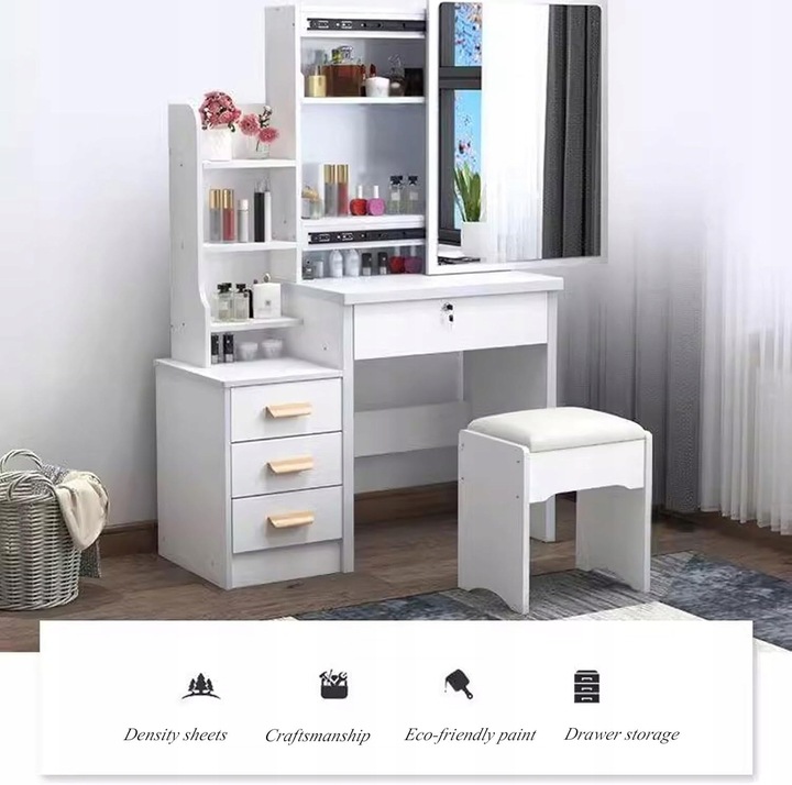 TOALETKA DO MAKIJAŻU LED Z LUSTREM NA PREZENT KOBIETY KOSMETYCZKA +