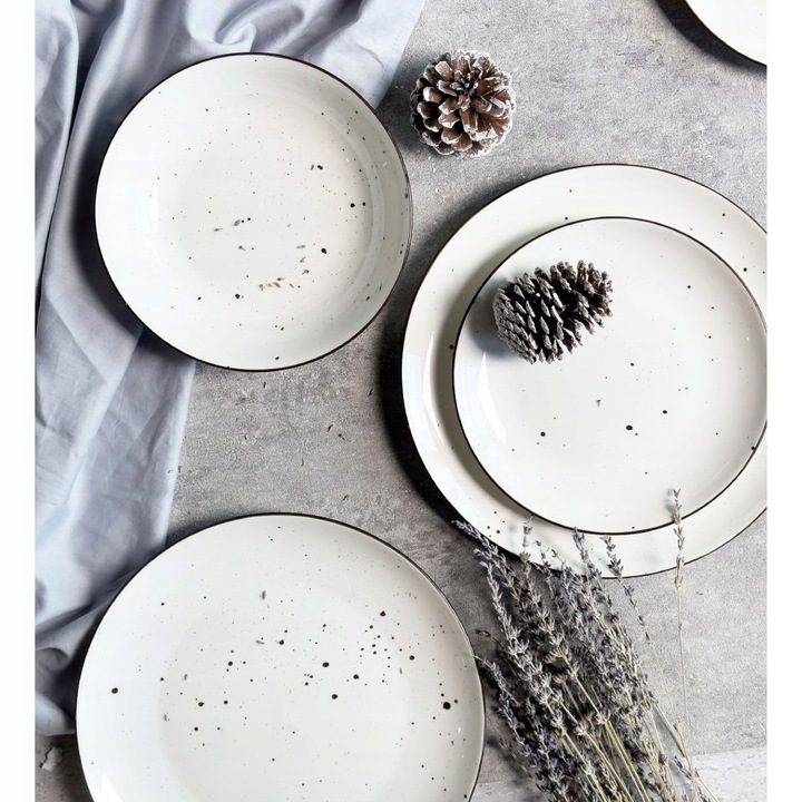 KOMPLET PORCELANA ZESTAW SERWIS OBIADOWY TALERZE 18el 6 OSÓB WZÓR