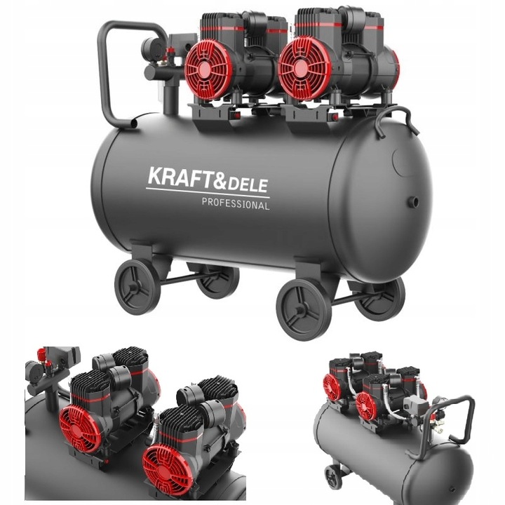 KOMPRESOR 100L CICHY BEZOLEJOWY 4 TŁOKI 2 POMPY SPREŻARKA 230V