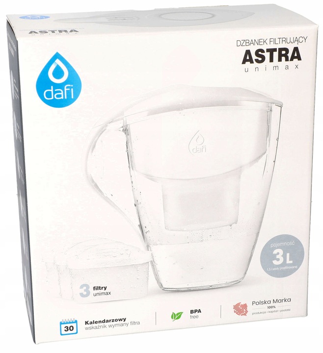 Dzbanek filtrujący wodę Dafi ASTRA 3L + 3x unimax