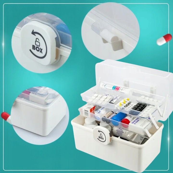 Organizer na leki skrzynka kuferek pojemnik tabletki zamykany