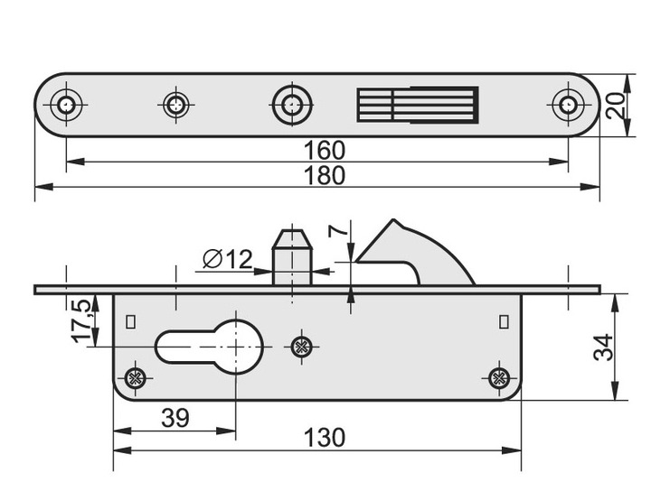 ZAMEK HAKOWY DO BRAM DRZWI PRZESUWNYCH H35 H-35