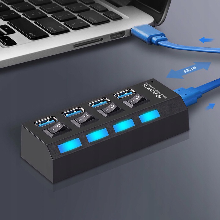 HUB USB ROZDZIELACZ 4 PORTÓW ROZGAŁĘŹNIK USB 3.0