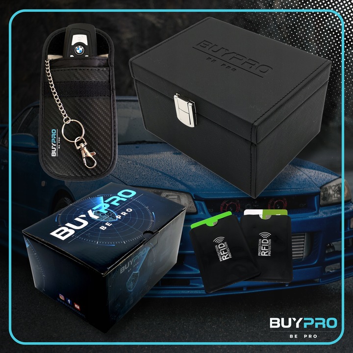 PUDEŁKO Faraday + Etui pokrowiec NA KLUCZYK KEYLESS Rfid ZESTAW + GRATIS