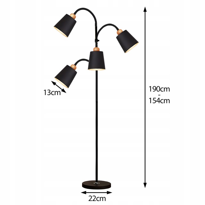 LAMPA STOJĄCA PODŁOGOWA 4xE27 REGULOWANA ELEGANCKA PODŁOGOWA 190cm