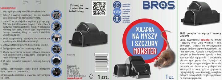BROS Pułapka, łapka na myszy i szczury MONSTER 1 szt.
