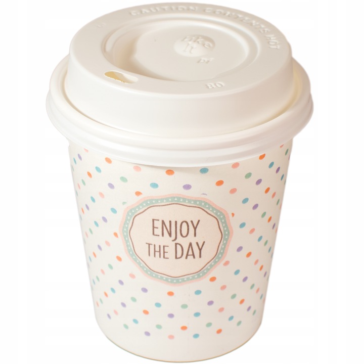 Kubki papierowe do kawy 300 ml SUP Pastele + wieczka – zestaw 100