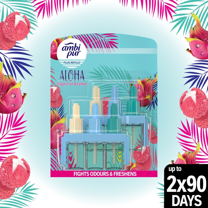 Ambi Pur wkład elektryczny 3VOLUTION 2X20 ml ALOHA dragon fruit LYCHEE duo