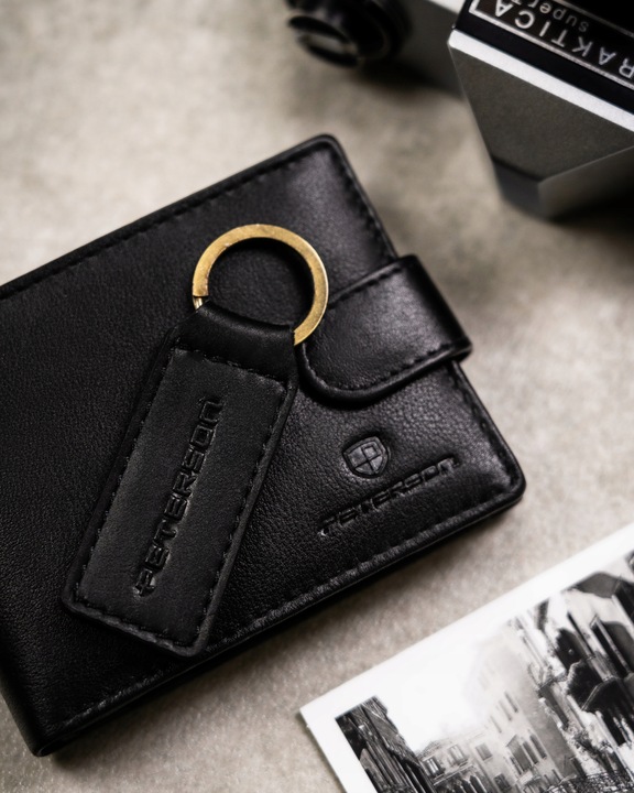 Peterson zestaw klasyczny portfel skórzany męski + brelok