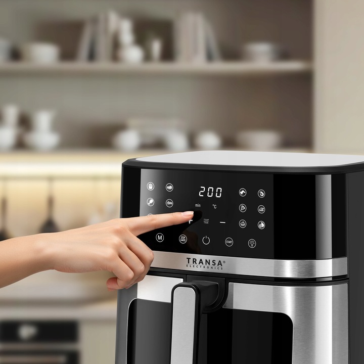 FRYTKOWNICA BEZTŁUSZCZOWA INOX 8L 2200W PODŚWIETLENIE LED 12 PROGRAMÓW